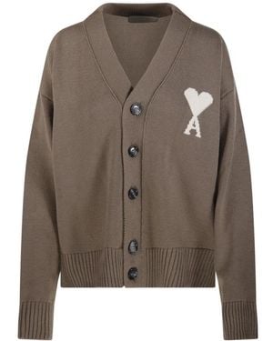 Ami Paris Truien & Vesten ,Bruin ,Katoen De Coeur Cardigan