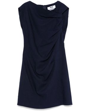 MSGM Asymmetrische Jurk Met Geplooide Details - Blauw