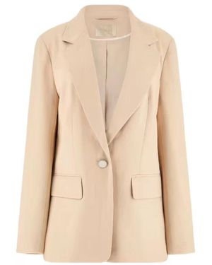 Guess Jassen ,Leer Bruna Single Blazer Pinstripe - Naturel