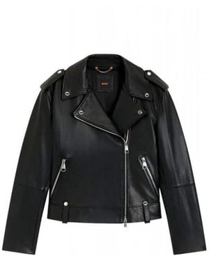 HUGO Leather Jacket - Schwarz