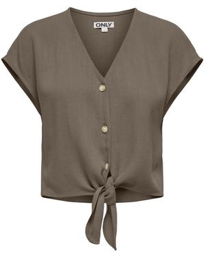 ONLY Overhemden ,Bruin ,Linnen Siesta Knot Lin Shirt - Grijs