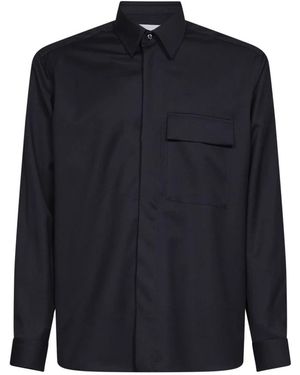 D4.0 Hemdjacke Aus Schurwolle - Blau