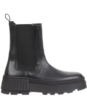 Tommy Hilfiger Leather Striped Chelsea Boots - Black