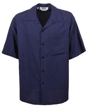 MSGM Short Sleeve Shirts - Bleu
