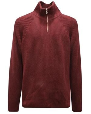 Brooksfield Bordeaux Wollmischung Half Zip Pullover - Rot