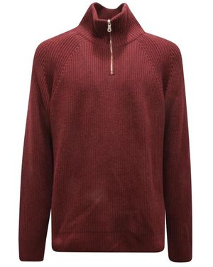 Brooksfield Bordeaux Wolmix Half Zip Trui - Rood