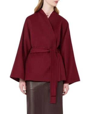 Max Mara Jassen ,Rood ,Wol Geknöpfter Mantel