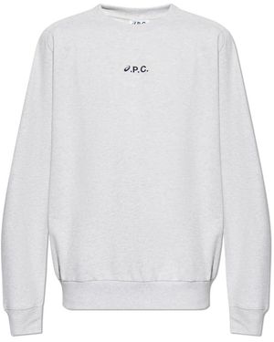 A.P.C. Hoodies & Sweatvesten ,Grijs ,Katoen Lake Sweatshirt - Wit