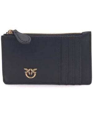 Pinko Accessoires ,Zwart ,Katoen Love Birds Diamond Card Holder - Blauw