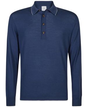 Eleventy Truien & Vesten ,Blauw ,Wol Polo Shirt Met 4 Knoppen