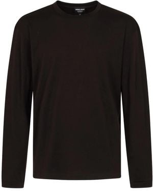 Giorgio Armani Long Sleeve T-Shirts - Black