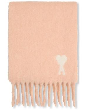 Ami Paris Accessoires ,Roze ,Wol De Coeur Sjaal - Naturel
