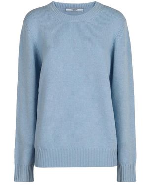 Prada Geribbelde Wol Kasjmier Trui Achterlogo - Blauw