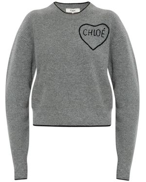 Chloé Round-Neck Knitwear - Grey