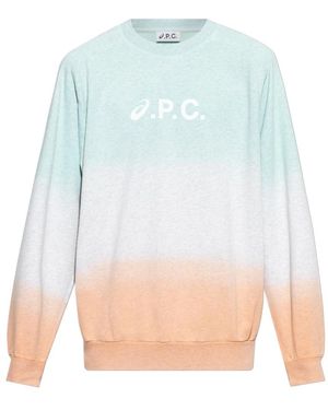 A.P.C. Hoodies & Sweatvesten ,Veelkleurig ,Katoen Lake Dip Dye Sweatshirt - Blauw