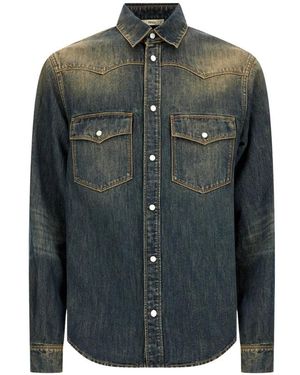 Fendi Overhemden ,Blauw ,Denim Denim Shirt - Groen