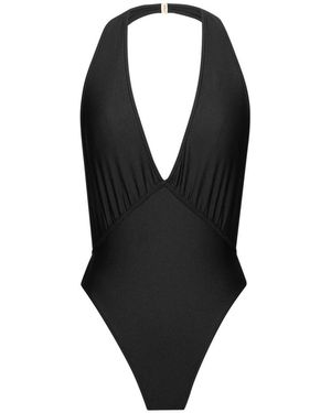 Saint Laurent Rückenfreier Neckholder-Badeanzug - Schwarz