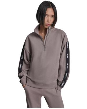 DKNY Logo-Tape Zip-Through Sweatshirt - Bruin