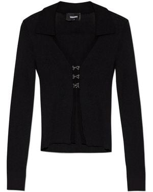 DSquared² Truien & Vesten ,Zwart ,Katoen Geribbelde Cardigan