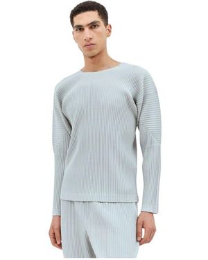 Issey Miyake Gefaltete langarm-bluse - Blau