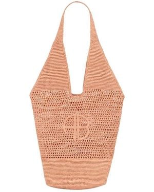 Anine Bing Leah Logo Hobo Raphia - Orange