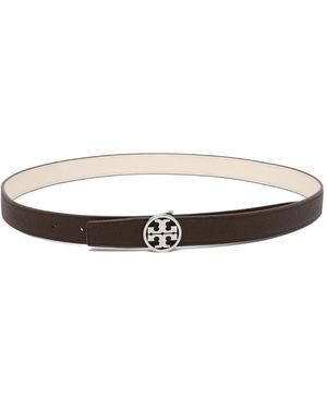 Tory Burch Accessoires ,Bruin ,Leer 1" Miller Reversible Riem - Wit