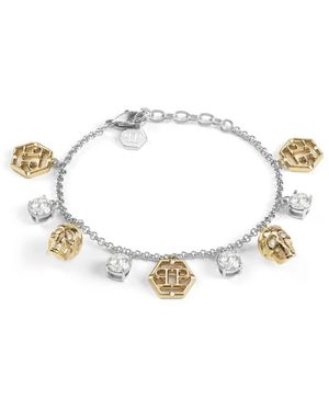 Philipp Plein Bracciale bicolor 3d skull - Metallizzato