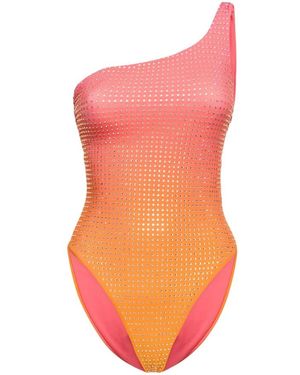 Self-Portrait One-Shoulder Badpak Met Strass - Oranje