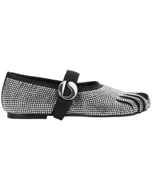 Coperni Ballerina-Schuhe Mit Kristallverzierungen Und Gürtel - Weiß