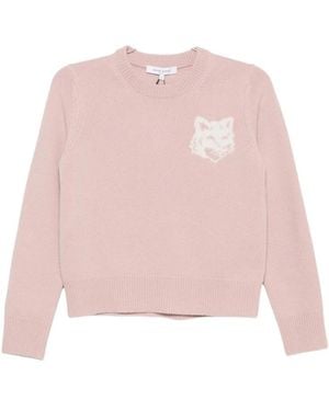 Maison Kitsuné Fox Head Intarsia Merino Jumper - Roze