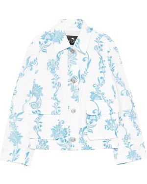 Etro Jas Met Bloemenprint En Zakken - Blauw