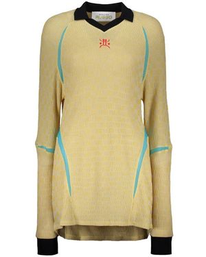 PAOLINA RUSSO V-Ausschnitt Strick T-Shirt - Gelb