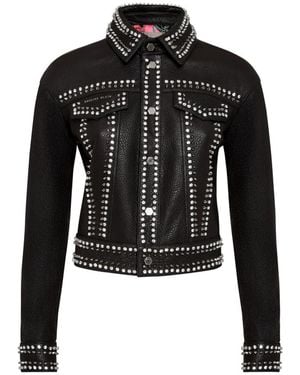 Philipp Plein Jassen ,Zwart ,Leer Studs Skull Leren Jas