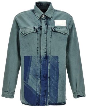 A_COLD_WALL* Bleached Overdyed Baumwoll-Denim-Hemd - Blau