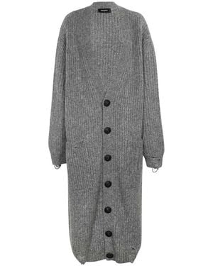 DSquared² Truien & Vesten ,Grijs ,Wol Gebreid Vest Met Distressed Details En Zakken