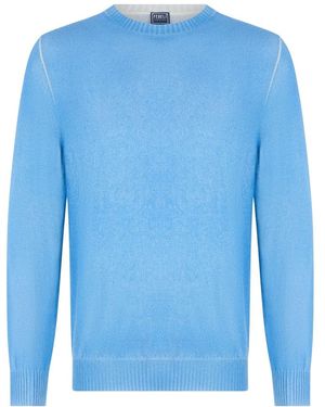 Fedeli Truien & Vesten ,Blauw ,Kasjmier Klassieke Trui