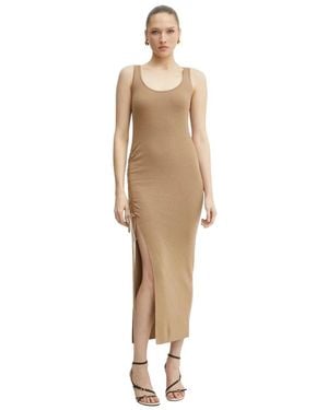 Michael Kors Ribbed Knit Midi Dress - Naturel