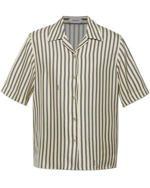 Versace Overhemden ,Het Meandros Zijden Shirt - Naturel