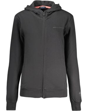 North Sails Hoodies & Sweatvesten ,Zwart ,Katoen Full-Zip Hoodie Met Tonaal Logo - Grijs