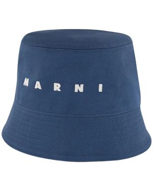 Marni Gabardine Bucket Hat - Blau