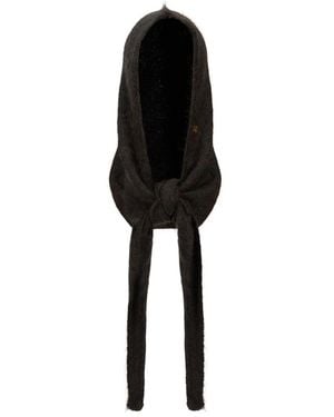 Ganni Accessoires ,Bruin ,Wol Geborstelde Mohair Balaclava - Zwart