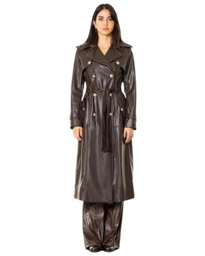 Babylon Trench in ecopelle con chiusura doppiopetto - Marrone