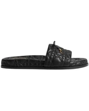 Dior Cannage Quilted Slide - Schwarz