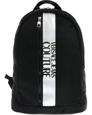Versace Reflektierender Streifen Nylon Rucksack - Schwarz