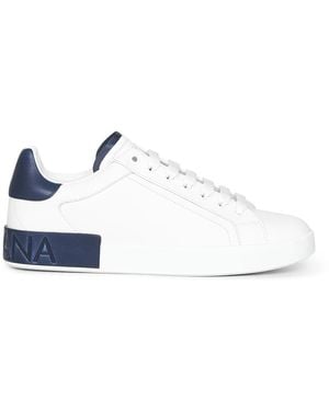 Dolce & Gabbana Witte Sneakers Met Blauwe Details