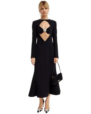 David Koma Kleedjes ,Zwart ,Polyester Maxi-Jurk Met Decoratieve Applicatie