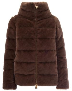 Herno Jassen ,Bruin ,Nepbont Nepbont En Shearling Jas