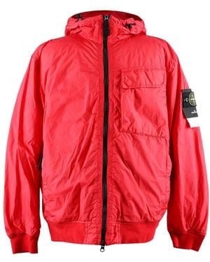 Stone Island Crinkle Reps Hooded Jacket - Rood