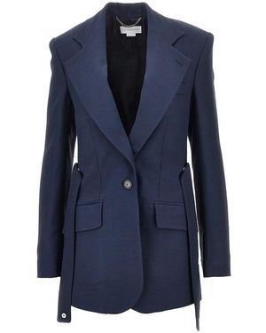 Stella McCartney Single-Breasted Blazer Met Riem Met Drukknopen - Blauw