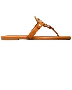 Tory Burch Miller Leder-Zehentrenner-Sandale - Braun